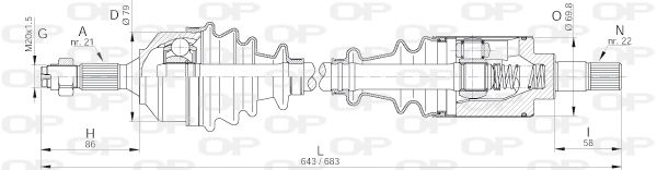 OPEN PARTS Приводной вал DRS6160.00